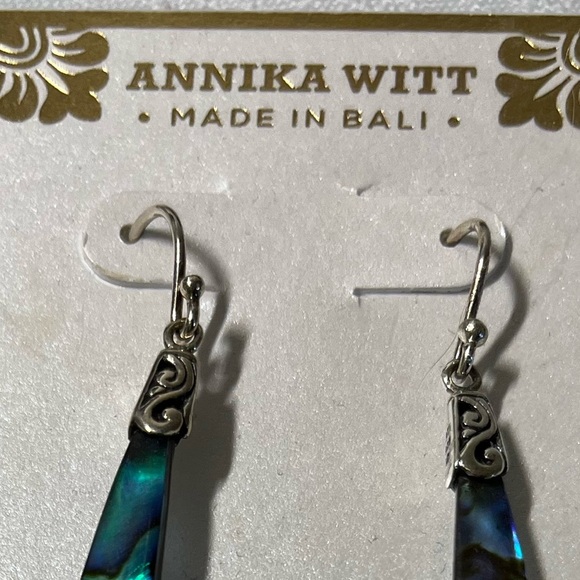 New ANNIKA WITT Sterling Silver Abalone Hanging Earrings. BALI - Picture 3 of 5